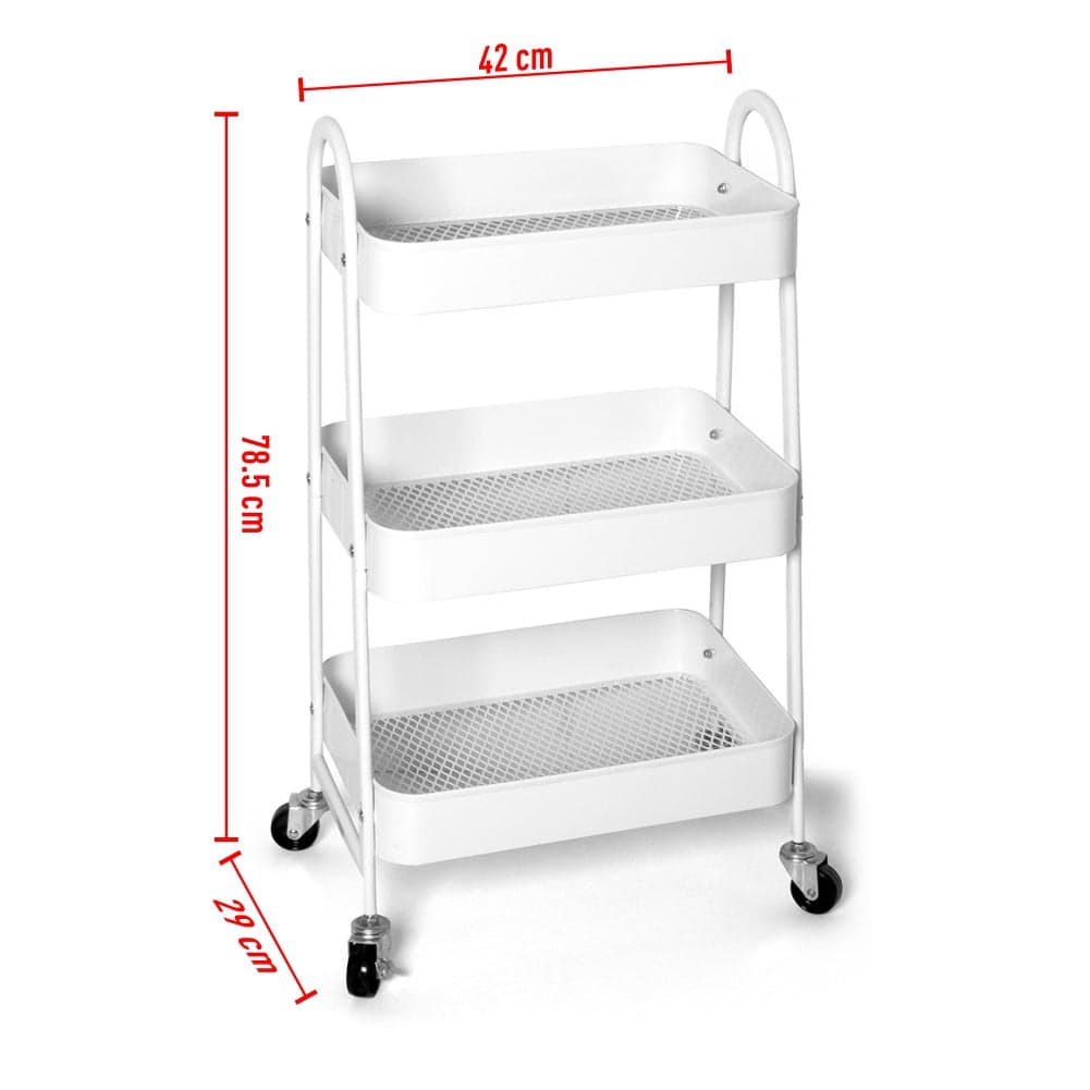 CARRELLO 3 RIPIANI C/RUOTE 42X29 H 78.5 CM Bianco in Carrelli da portata Danyx - Casoria, commercioVirtuoso.it