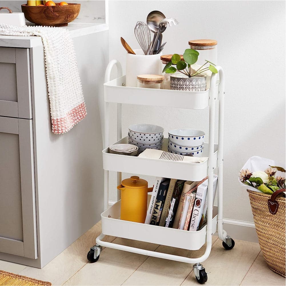 CARRELLO 3 RIPIANI C/RUOTE 42X29 H 78.5 CM Bianco in Carrelli da portata Danyx - Casoria, commercioVirtuoso.it