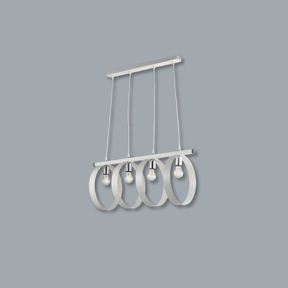 Lampadario Sospensione Metallo verniciato Barbara 4 Luci E27 Bianco/Cromo in Lampade a sospensione Danyx - Casoria, commercioVirtuoso.it