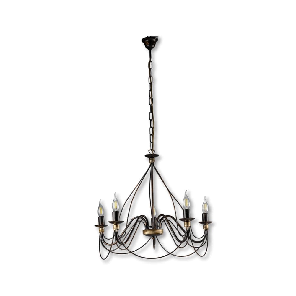 Lampadario Sospensione Metallo Verniciato Assia  5 luci E14 Marrone Oro Classico in Lampade a sospensione Danyx - Casoria, commercioVirtuoso.it