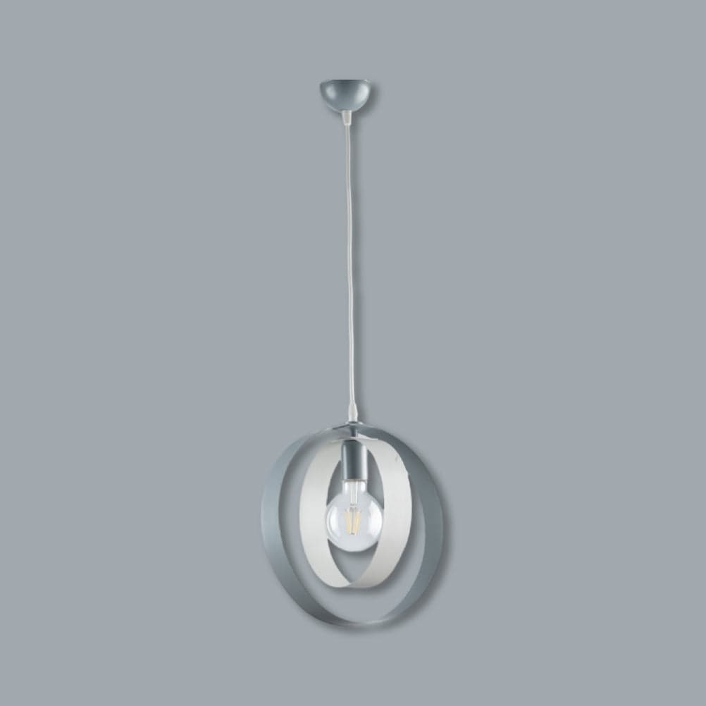 Lampadario Sospensione 1luce Metallo Verniciato Lavorato a Mano Bianco Cromo