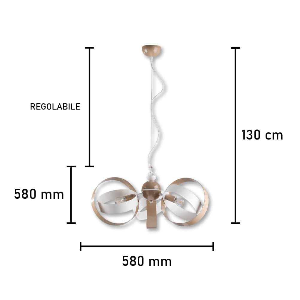 Lampadario Sospensione Metallo Verniciato Forma Astratta 3 luci E14 Valeria BiancoTortora in Lampade a sospensione Danyx - Casoria, commercioVirtuoso.it
