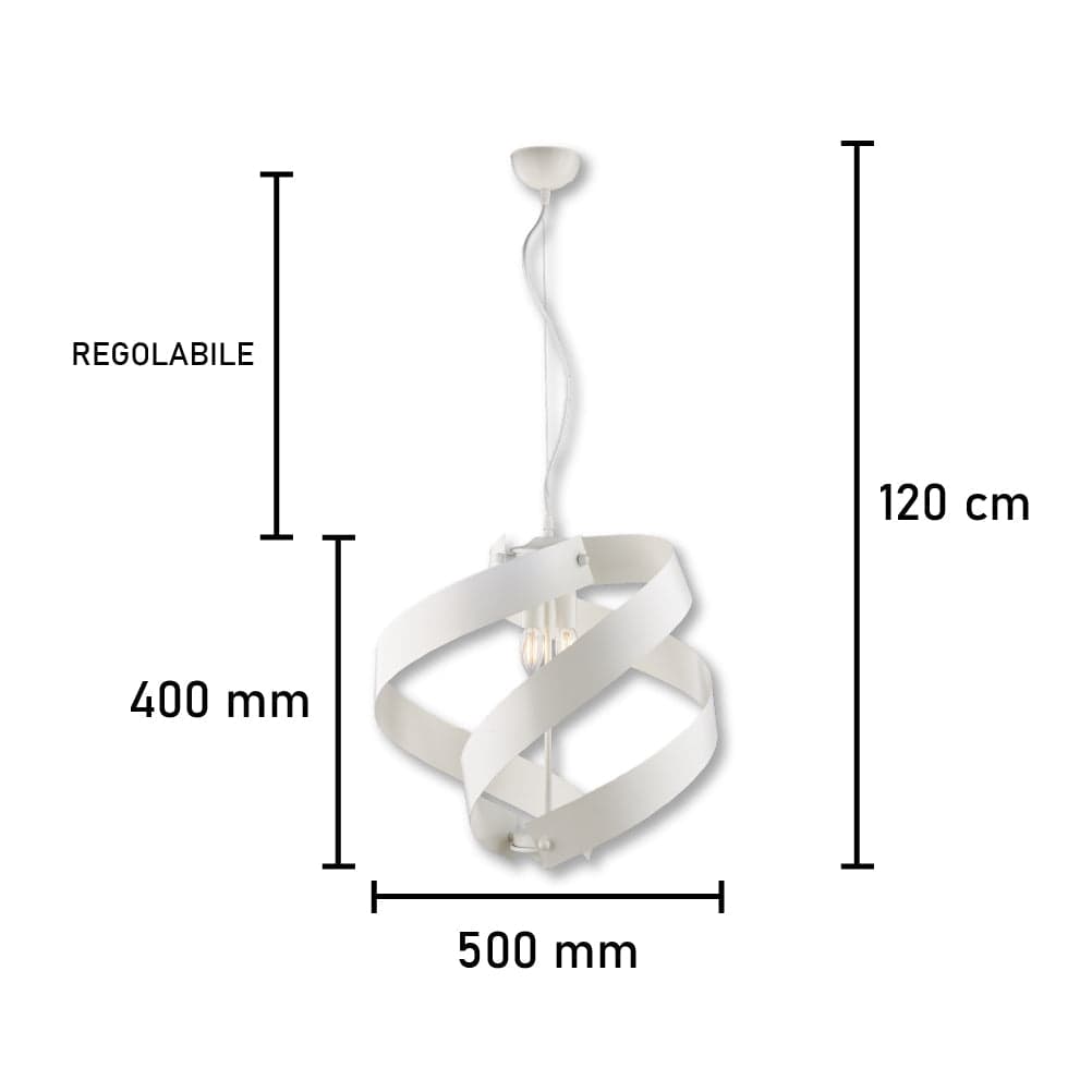 Lampadario a Sospensione in Metallo Verniciato, 2 luci, Circolare Sagomato 46W in Lampade a sospensione Danyx - Casoria, commercioVirtuoso.it
