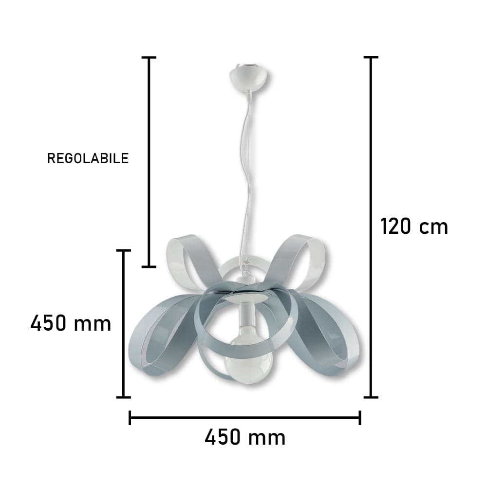 Lampadario Moderno 1 Luce Metallo Verniciato Curvato Bianco Grigio in Lampade a sospensione Danyx - Casoria, commercioVirtuoso.it
