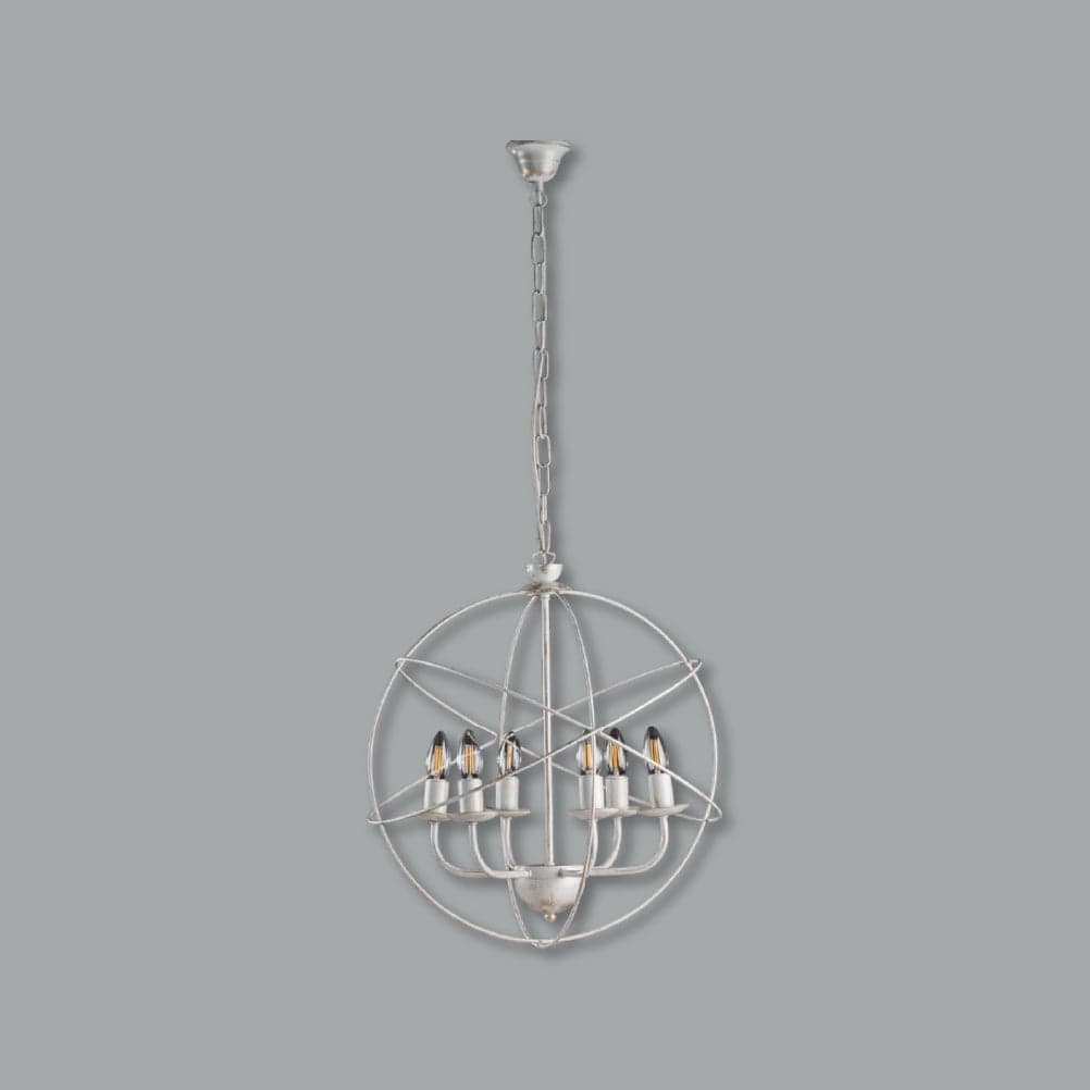 Lampadario Sospensione Metallo Circolare Samira 6 luci E14 Bianco/Oro