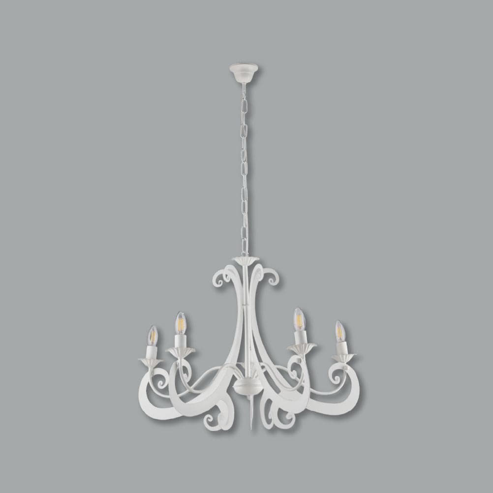 Lampadario Sospensione Metallo Verniciato Camilla 5 luci E14 Bianco