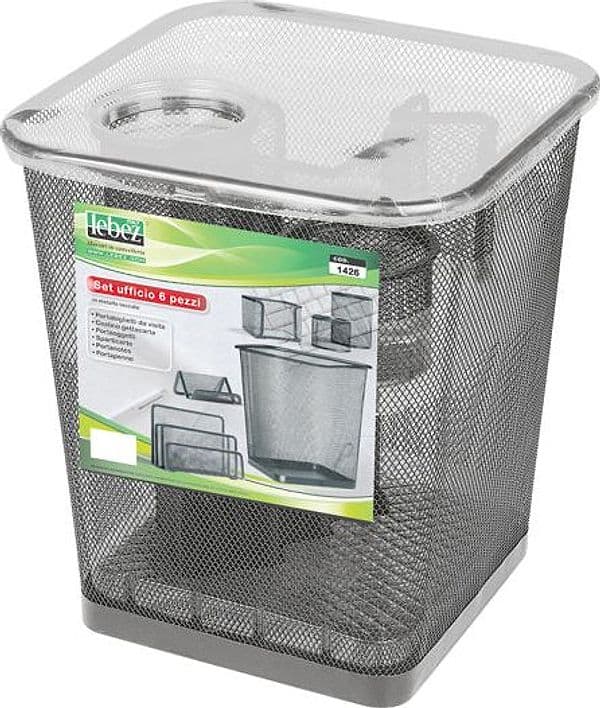 Set scrivania 6 accessori in rete metallica argento 1426 LEBEZ