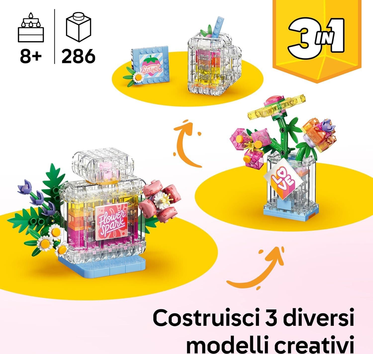 Lego Creator - Boccetta di Profumo con Decorazione Floreale 3 in 1 - 31383 in prodotto Centro Bimbo - Siderno, commercioVirtuoso.it