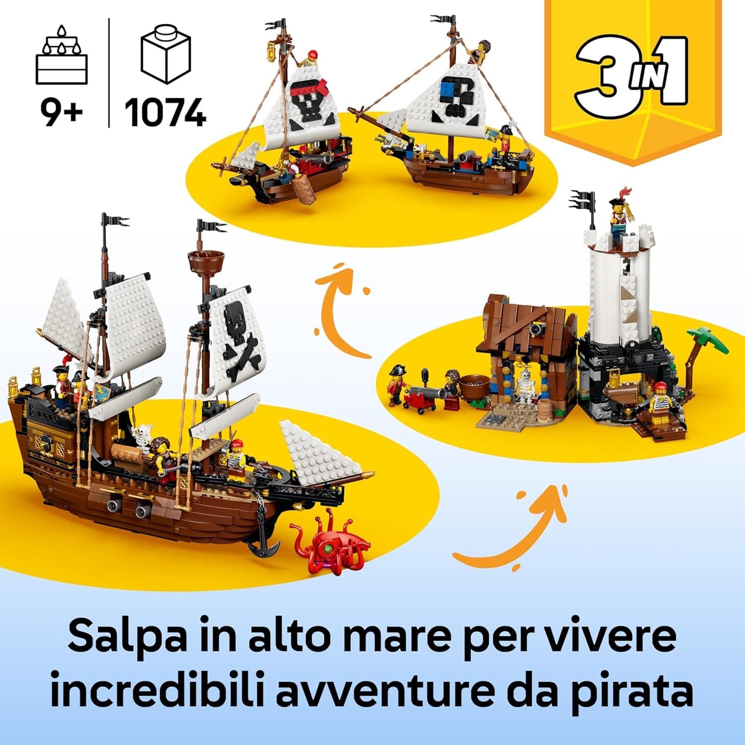 Lego Creator - Iconica Nave da Pirata 3 in 1 - 31387 in prodotto Centro Bimbo - Siderno, commercioVirtuoso.it