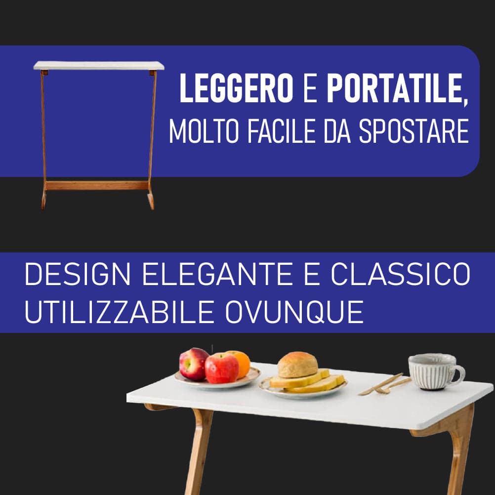 Tavolino Appoggio Porta PC in Bambù per Laptop Portatile Ideale Vicino al Divano in Vassoi di appoggio Danyx - Casoria, commercioVirtuoso.it