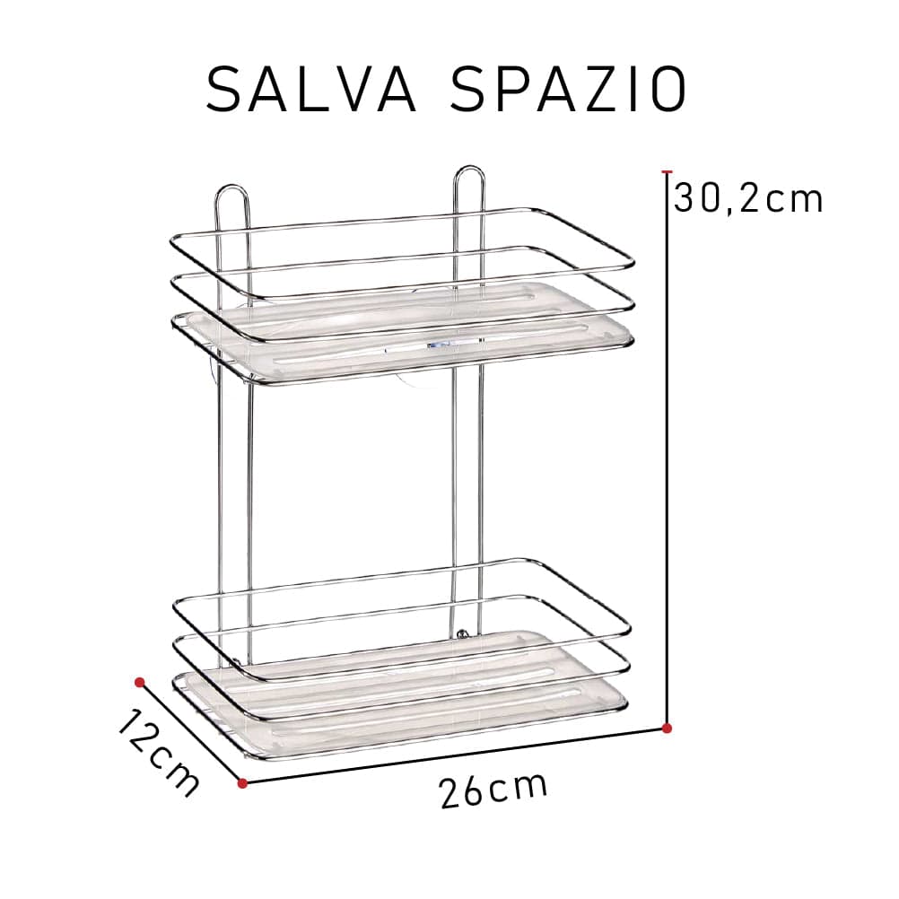 Mensola Bagno 2Piani in Acciaio Cromato Montaggio Fisher o Ventosa 12x26 H30cm in Mensole Danyx - Casoria, commercioVirtuoso.it