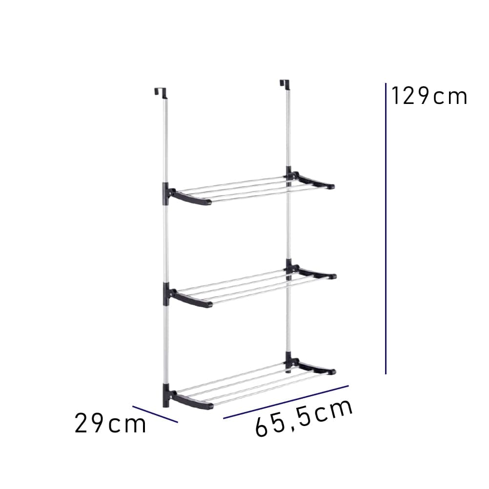 Stendino Pieghevole 3Piani in metallo Zincato e Plastica Stendino per Termosifone Dietro Porta Silver e Nero in Stendini Danyx - Casoria, commercioVirtuoso.it