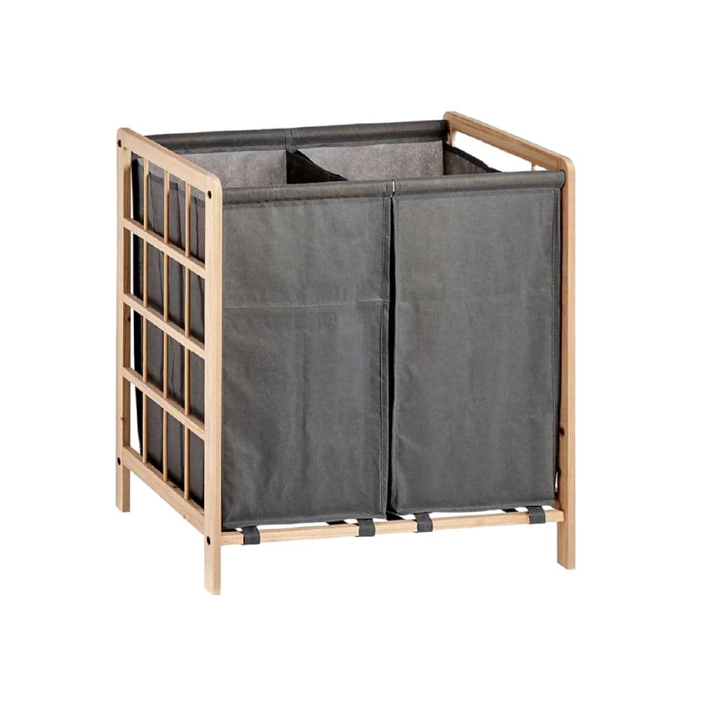 Cesto Porta Biancheria Doppio Legno Naturale e Stoffa Capacità 60lt Colore Grigio in Ceste per la biancheria Danyx - Casoria, commercioVirtuoso.it