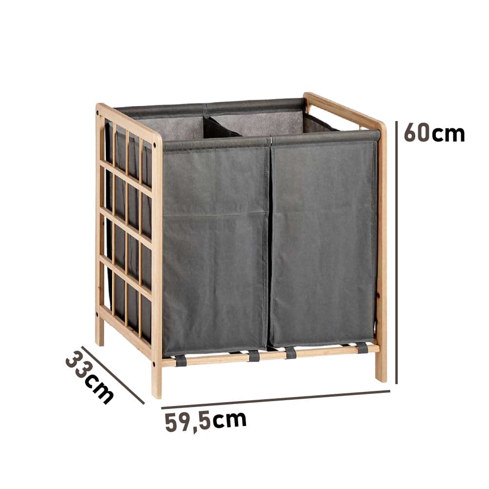 Cesto Porta Biancheria Doppio Legno Naturale e Stoffa Capacità 60lt Colore Grigio in Ceste per la biancheria Danyx - Casoria, commercioVirtuoso.it
