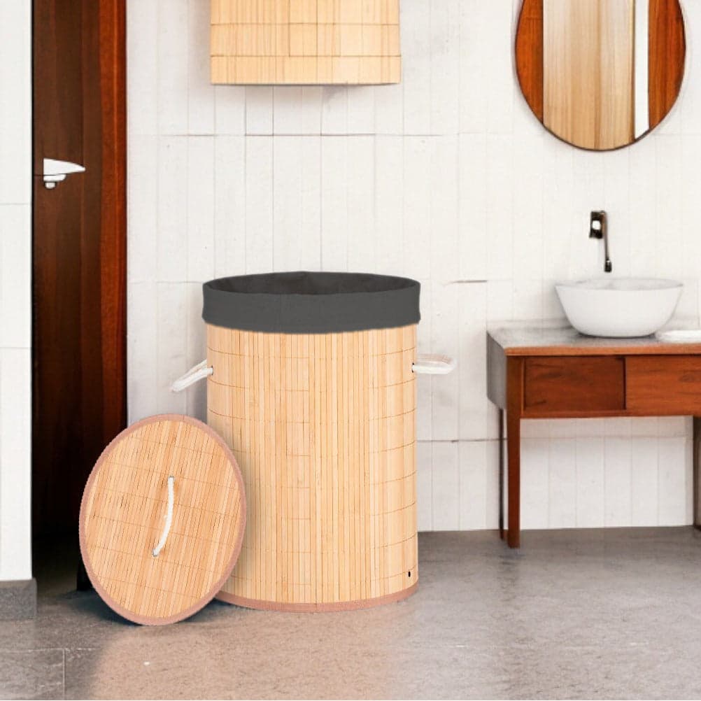 Cesta Porta Biancheria in Bambù con Coperchio e 2 Manici Capacità 48 L Colore Nero in Ceste per la biancheria Danyx - Casoria, commercioVirtuoso.it