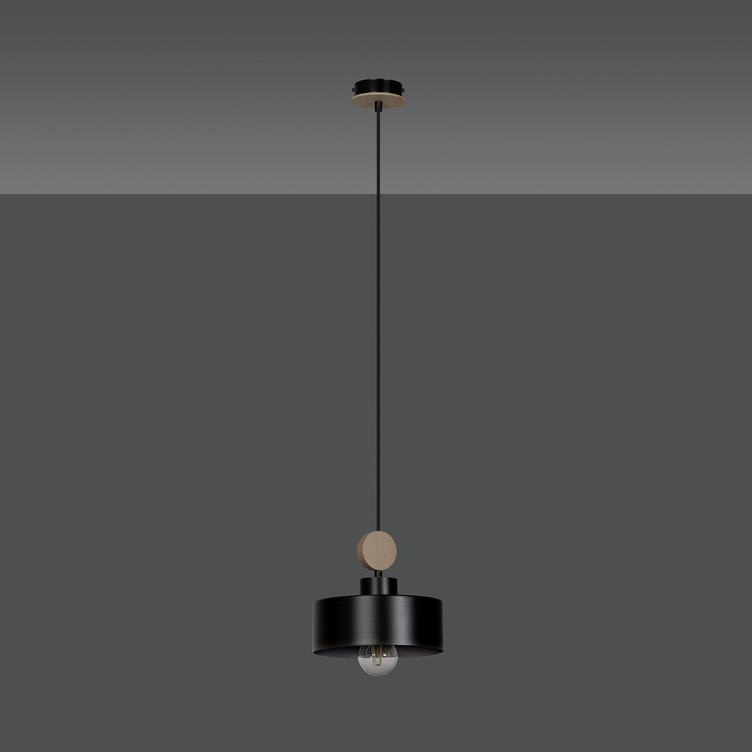 Sospensione 1 Luce Tuniso In Acciaio Nero E Legno Naturale in Lampade a sospensione LuceArt - Montecorvino Pugliano, commercioVirtuoso.it