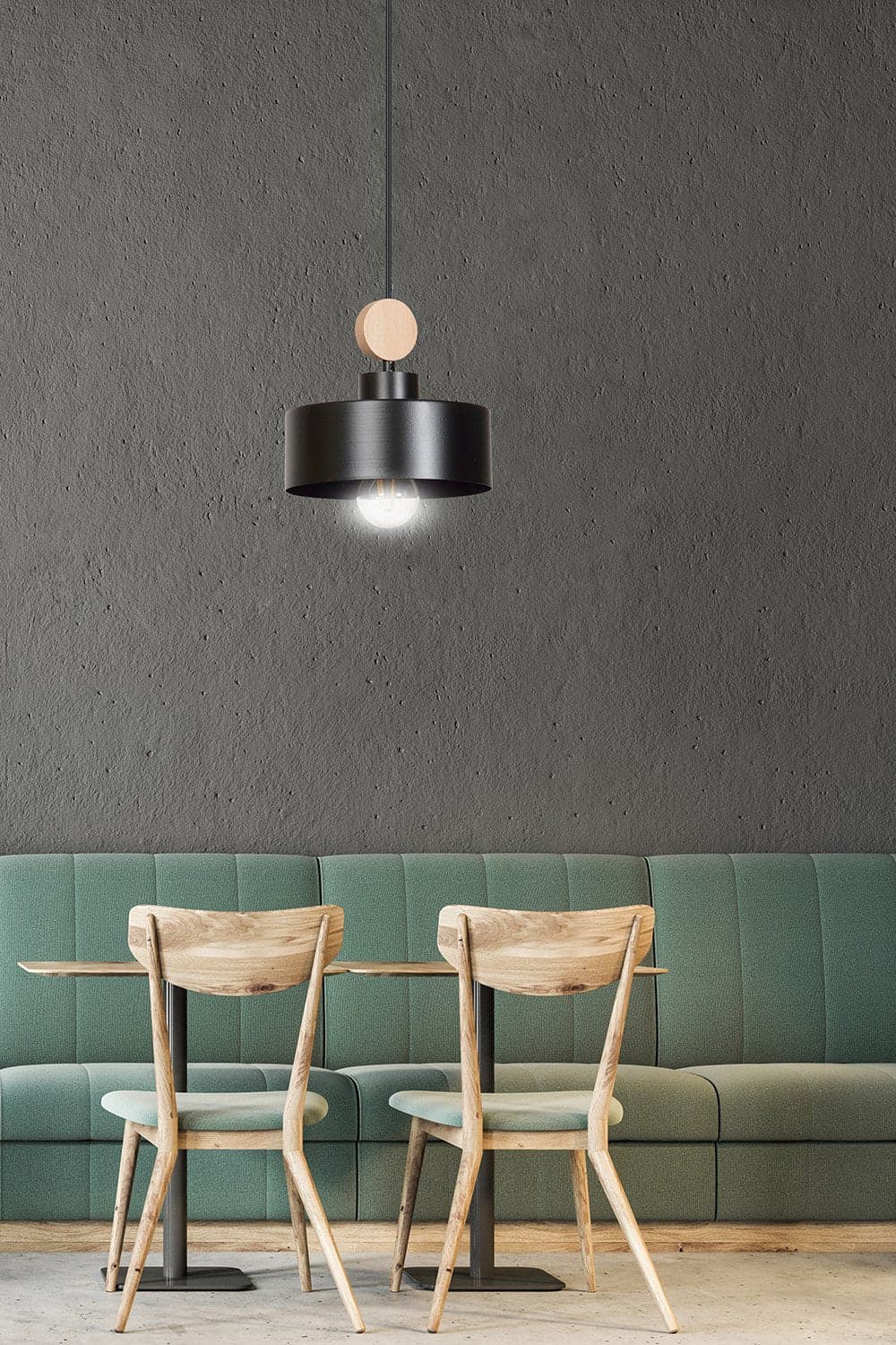 Sospensione 1 Luce Tuniso In Acciaio Nero E Legno Naturale in Lampade a sospensione LuceArt - Montecorvino Pugliano, commercioVirtuoso.it