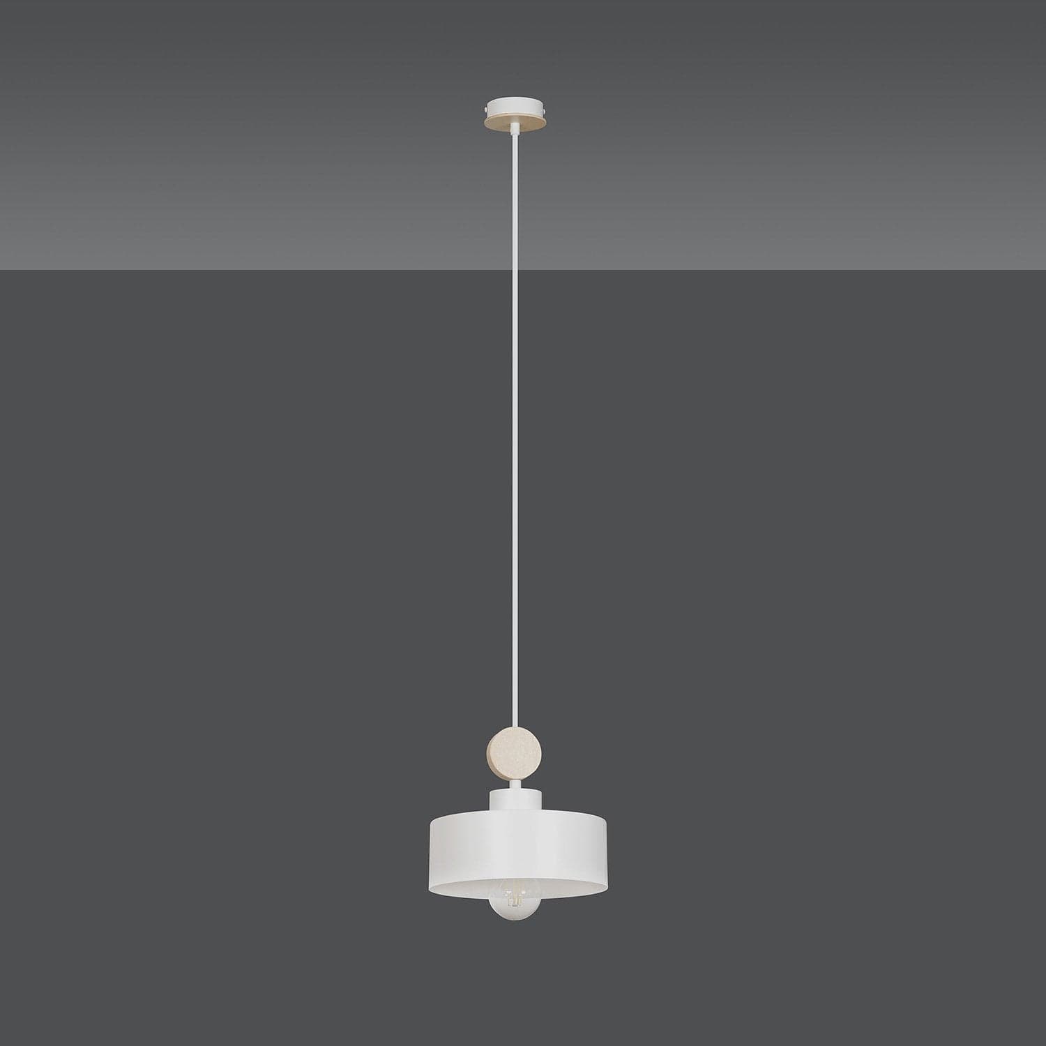 Sospensione 1 Luce Tuniso In Acciaio Bianco E Legno Naturale in Lampade a sospensione LuceArt - Montecorvino Pugliano, commercioVirtuoso.it