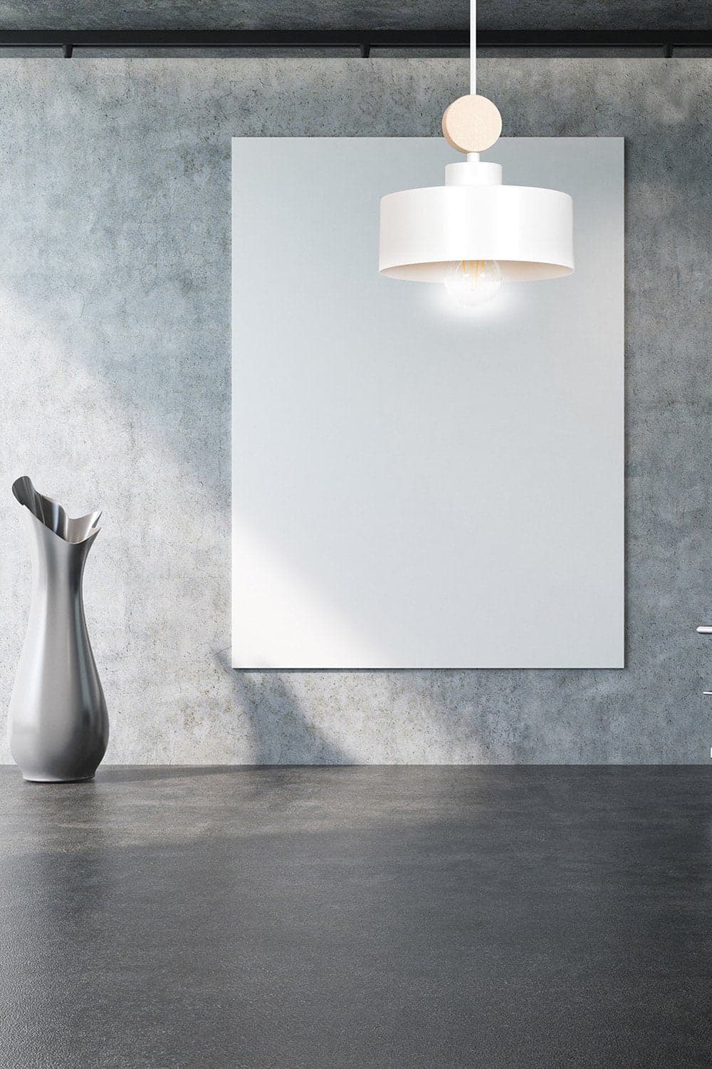 Sospensione 1 Luce Tuniso In Acciaio Bianco E Legno Naturale in Lampade a sospensione LuceArt - Montecorvino Pugliano, commercioVirtuoso.it