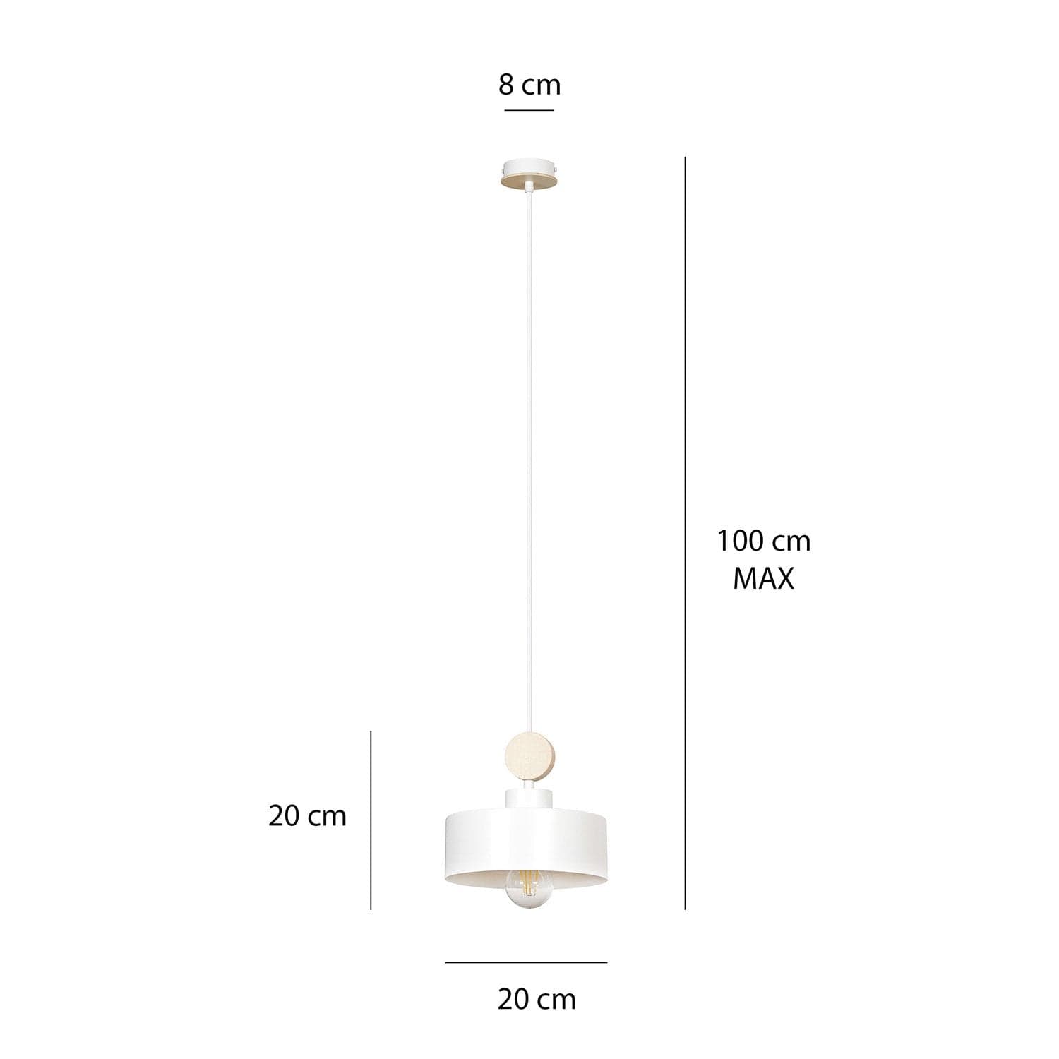 Sospensione 1 Luce Tuniso In Acciaio Bianco E Legno Naturale in Lampade a sospensione LuceArt - Montecorvino Pugliano, commercioVirtuoso.it