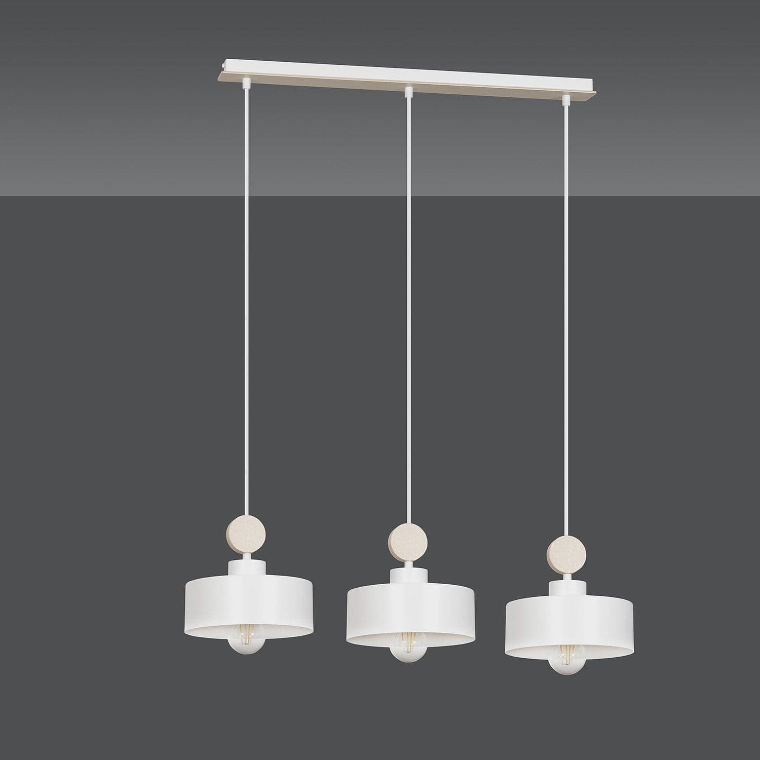 Lampadario 3 Luci Tuniso In Acciaio Bianco E Paralumi Con Legno Naturale in Lampadari LuceArt - Montecorvino Pugliano, commercioVirtuoso.it