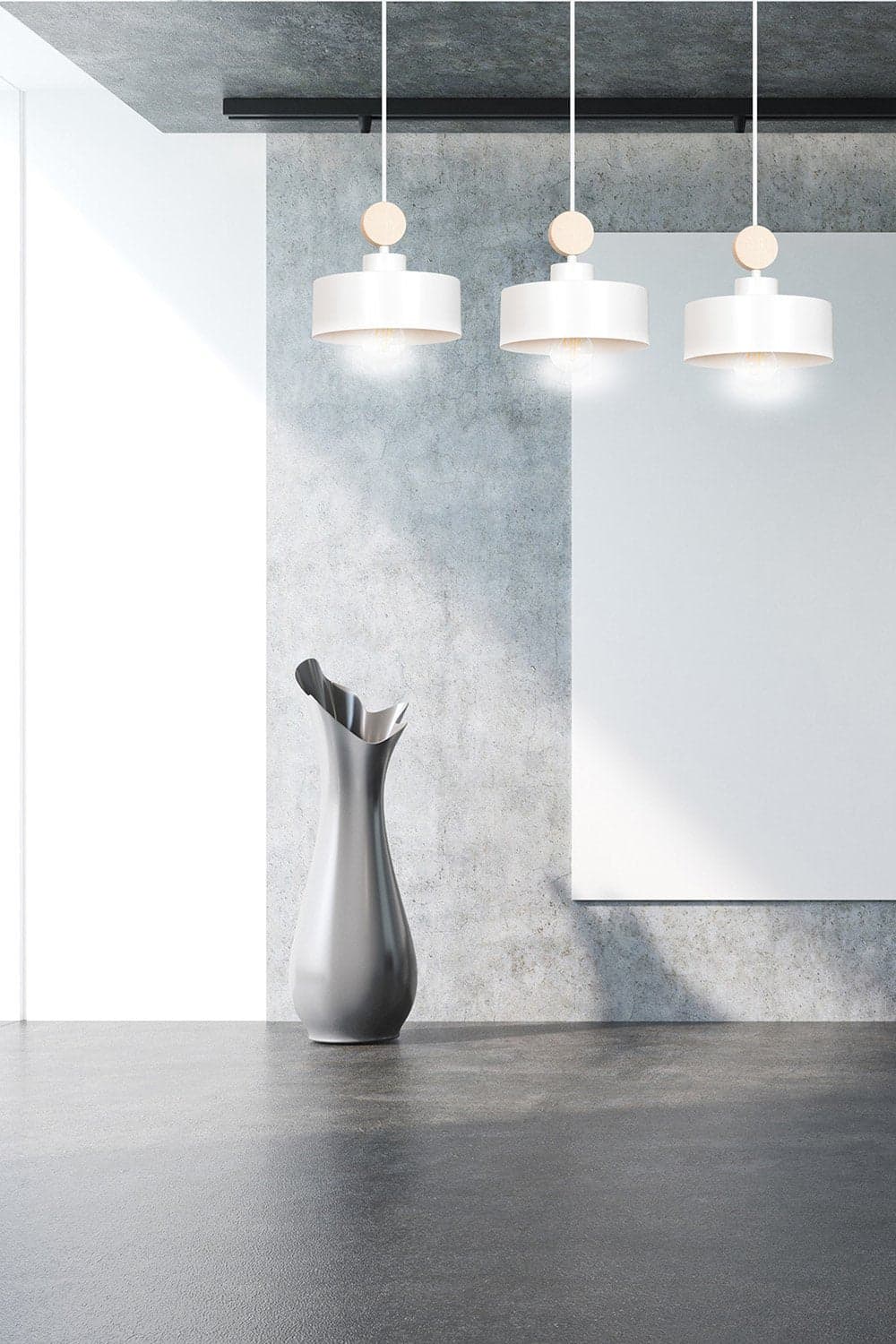 Lampadario 3 Luci Tuniso In Acciaio Bianco E Paralumi Con Legno Naturale in Lampadari LuceArt - Montecorvino Pugliano, commercioVirtuoso.it