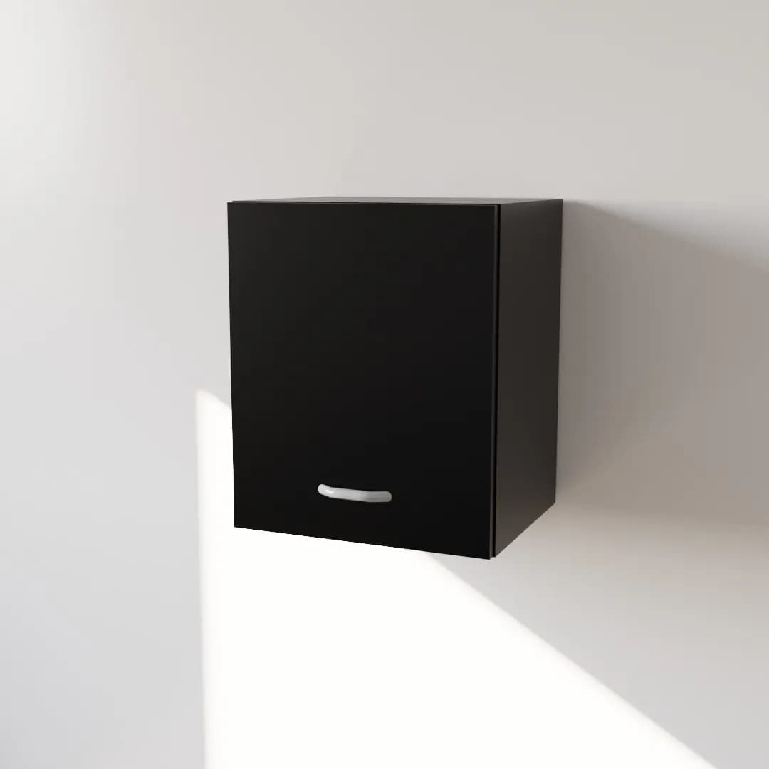 Pensile in Legno Nobilitato di Colore Nero con un Anta altezza 48 cm in prodotto Calandrelli - Napoli, commercioVirtuoso.it