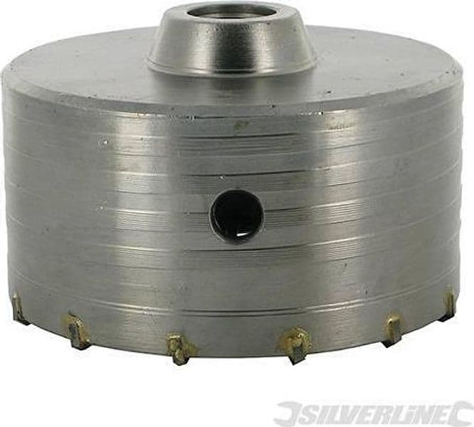 Fresa carotatrice a tazza per muri in TCT e acciaio robusto Silverline 595769 – 150 mm – grigio