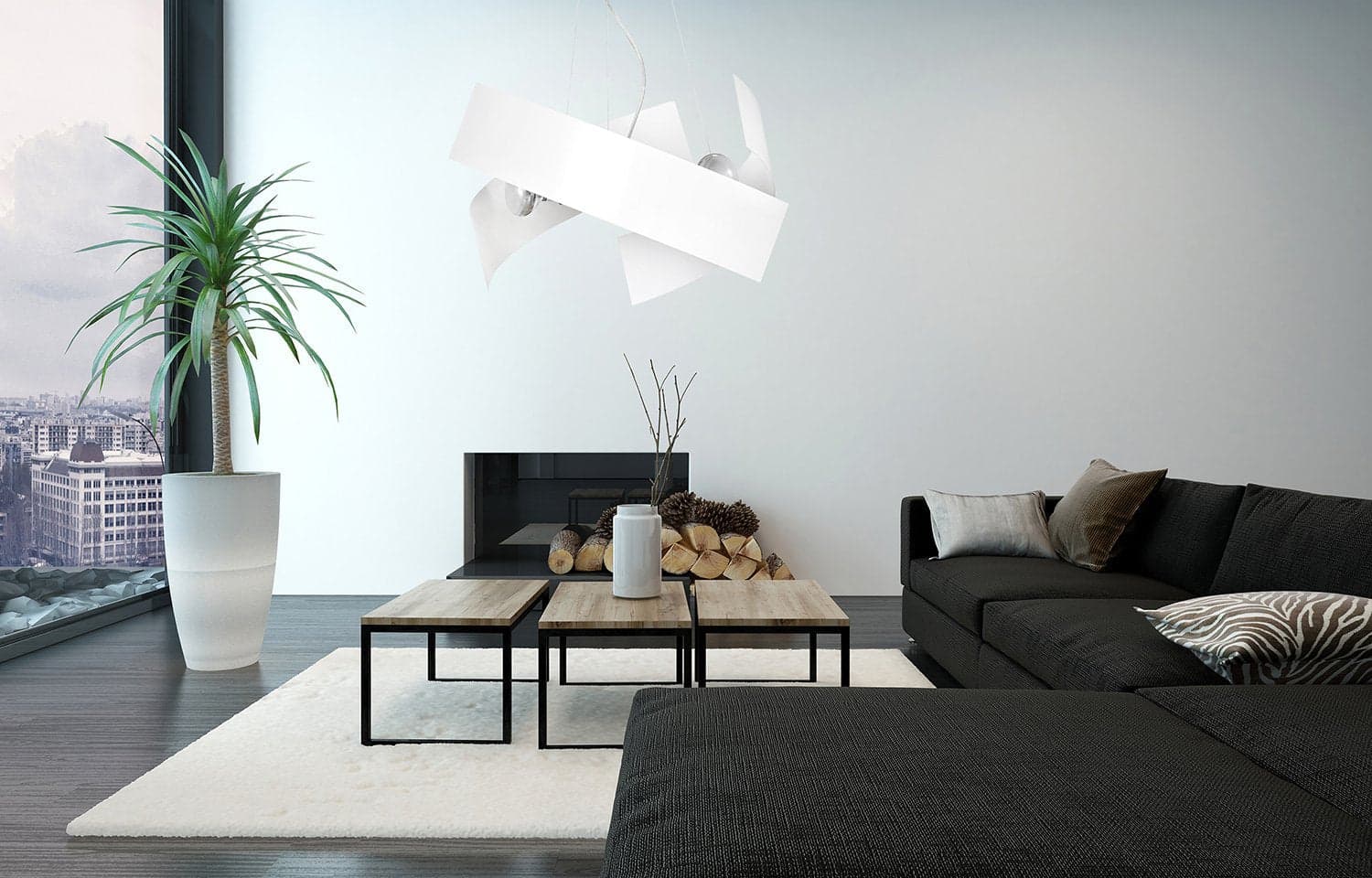 Sospensione Moderna 1 Luce Modo In Fasce Di Acciaio Bianco in Lampade a sospensione LuceArt - Montecorvino Pugliano, commercioVirtuoso.it