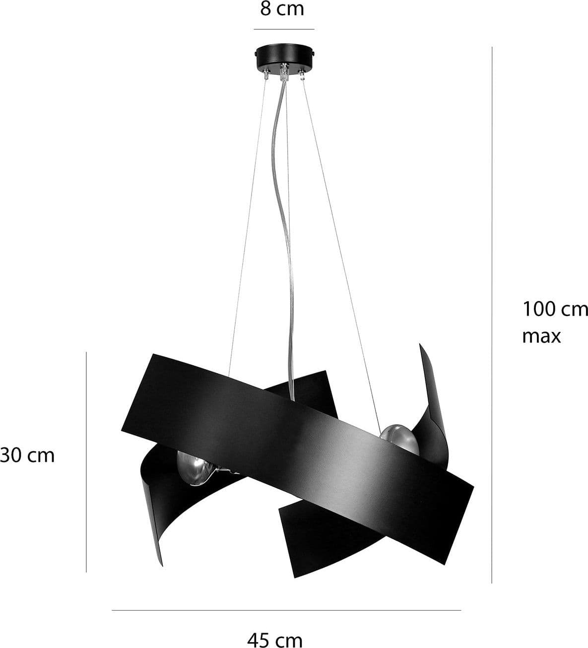 Sospensione Moderna 1 Luce Modo In Fasce Di Acciaio Nero in Lampade a sospensione LuceArt - Montecorvino Pugliano, commercioVirtuoso.it