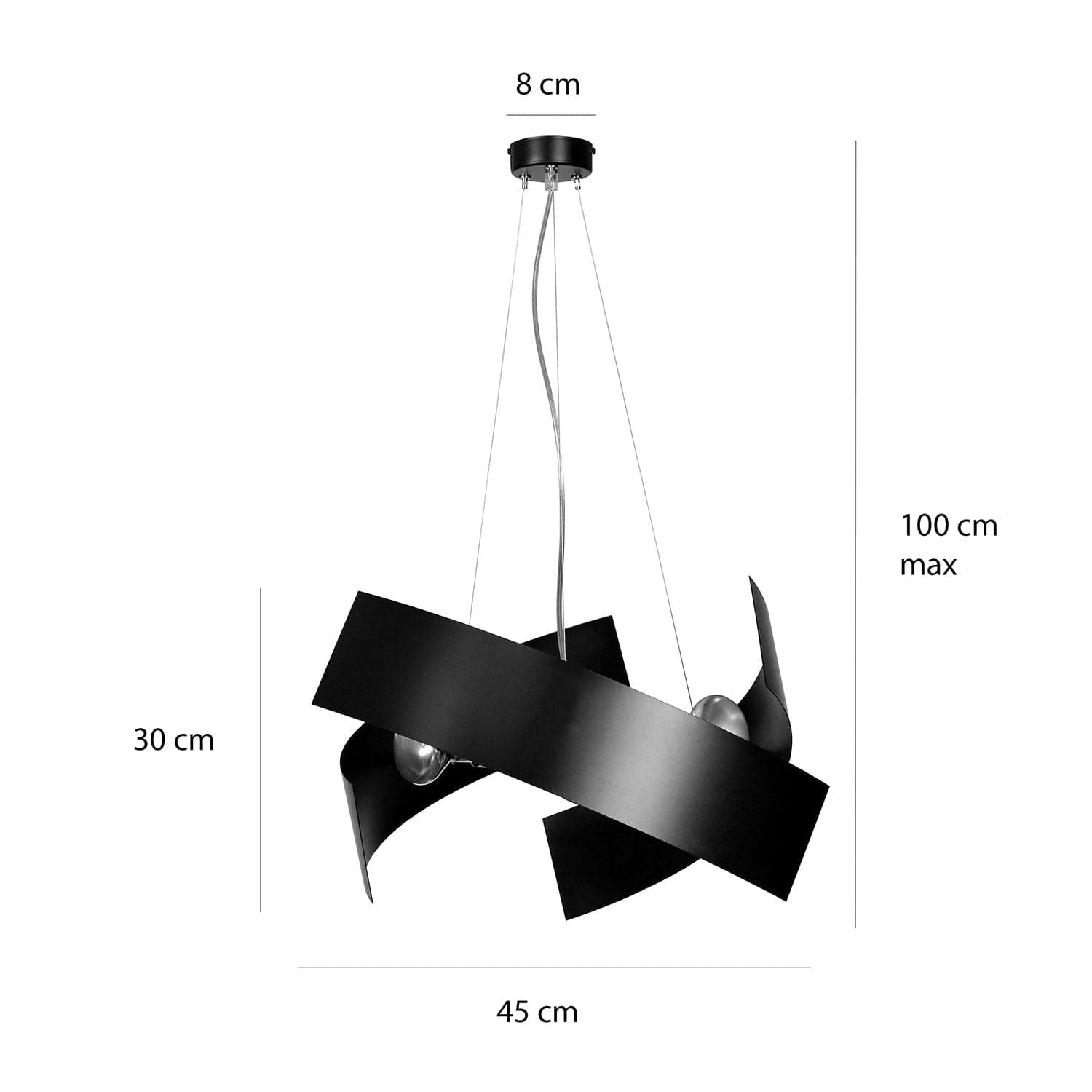 Sospensione Moderna 1 Luce Modo In Fasce Di Acciaio Nero in Lampade a sospensione LuceArt - Montecorvino Pugliano, commercioVirtuoso.it