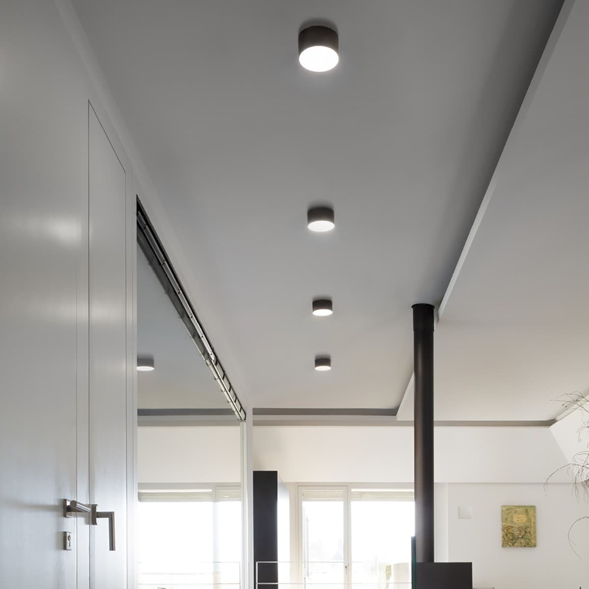 Plafoniera alluminio Gea Led CLOE 65 GPL243C LED lampada soffitto nero tonda moderna interno 16W 3000°K IP20 in Plafoniere Lampadari Bartalini - Colle di Val d’Elsa, commercioVirtuoso.it