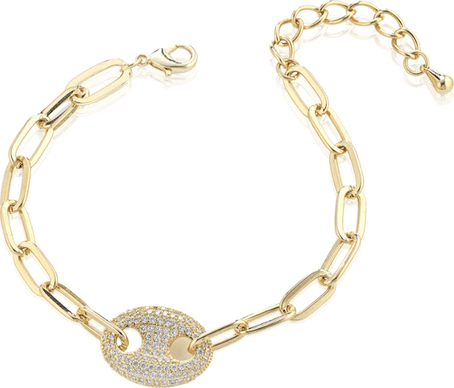 MEWO JEWELS   Bracciale con maglia marina zirconata centrale