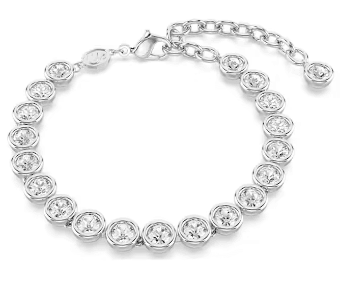 SWAROVSKI  -  Bracciale Imber Tennis Taglio tondo, Bianco, Placcato rodio