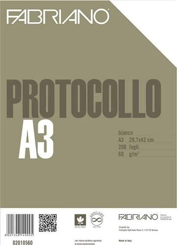 Protocollo bianco 200fg 60gr f.to A3 chiuso (21x29,7cm Fabriano
