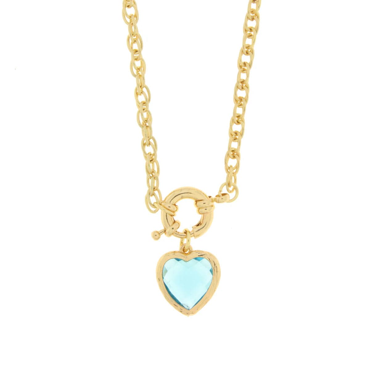 BYSIMON  - Collana in Metallo con cuore azzurro