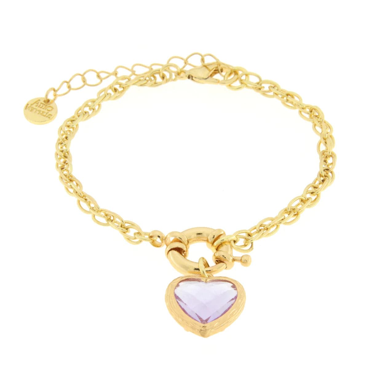 BYSIMON - Bracciale in Metallo con cuore lilla