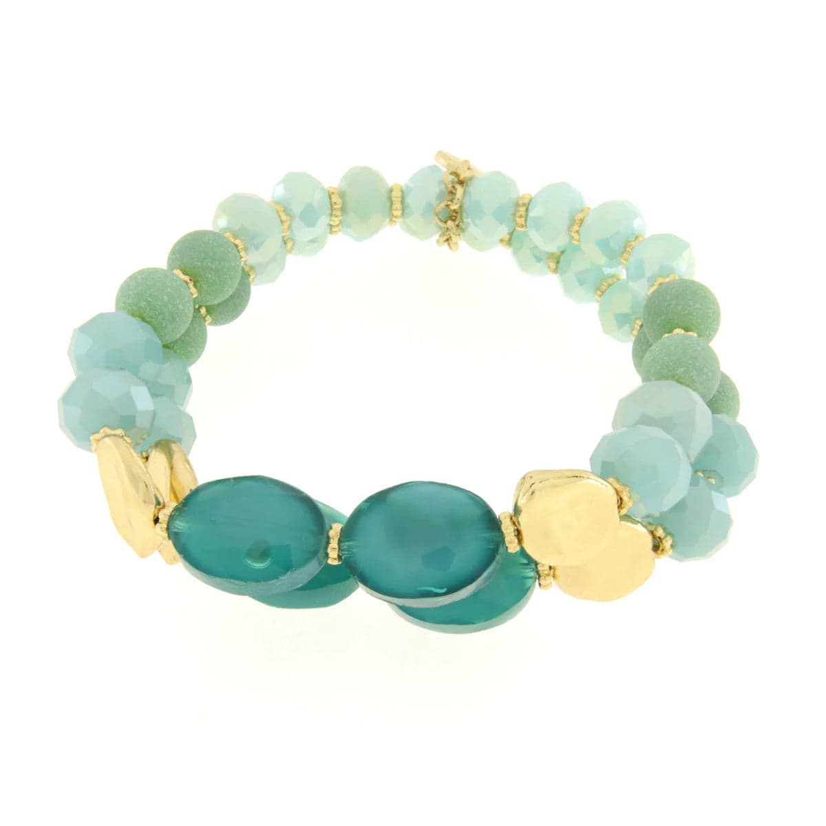 BYSIMON - Bracciale in Metallo multifilo con pietre nelle sfumature del verde in Bracciali Alba Gioielli - Casoria, commercioVirtuoso.it
