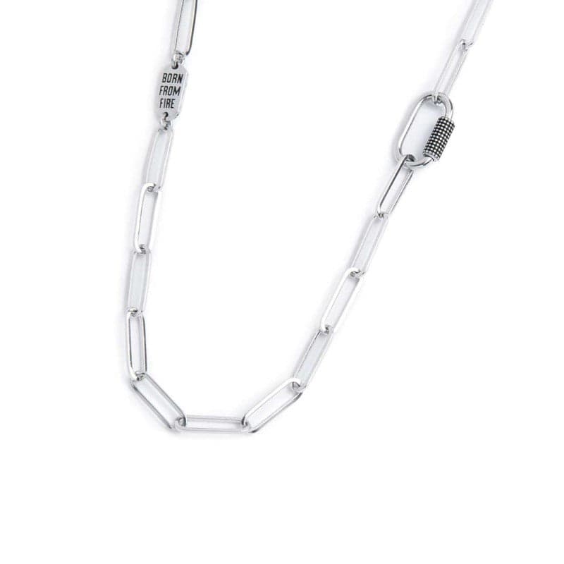 Marlù Collana catena maglia larga diamantata con elemento ovale al centro in black oil in Collane Alba Gioielli - Casoria, commercioVirtuoso.it