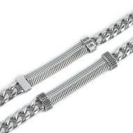 Marlù   Bracciale catena cuban e catena snake piatta centrale con trama puntinata in Bracciali Alba Gioielli - Casoria, commercioVirtuoso.it