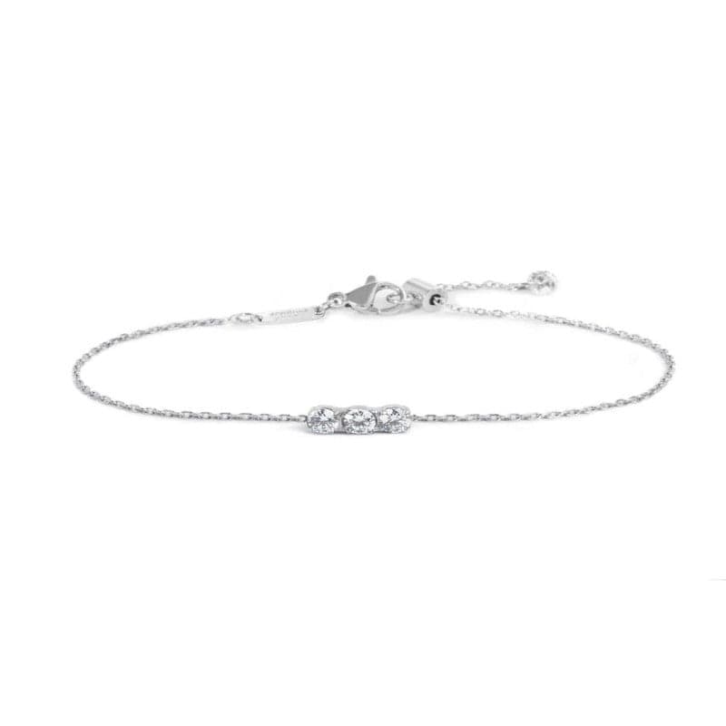 Marlù    Bracciale catena cutting cross con tre zirconi 3,5mm centrali