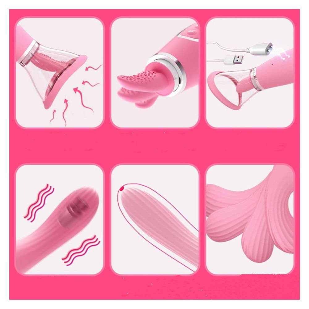Pompa vaginale vibrante automatica in silicone con lingua stimolante clitoride ricaricabile USB in Succhia clitoride Kondorama - Martinsicuro, commercioVirtuoso.it