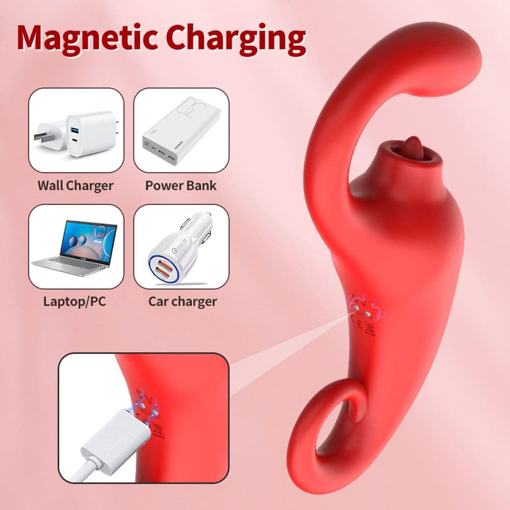 Stimolatore vaginale vibratore clitorideo in silicone ricaricabile USB con lingua in Succhia clitoride Kondorama - Martinsicuro, commercioVirtuoso.it