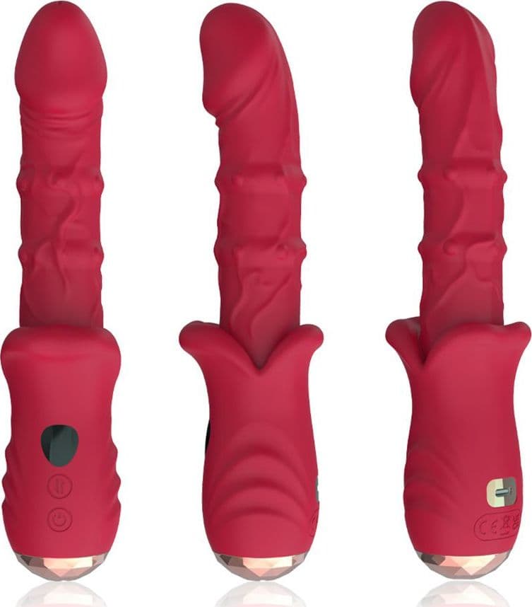 Vibratore realistico di design per il punto G silenzioso in silicone rosso ricaricabile USB in Vibratori Rabbit Kondorama - Martinsicuro, commercioVirtuoso.it