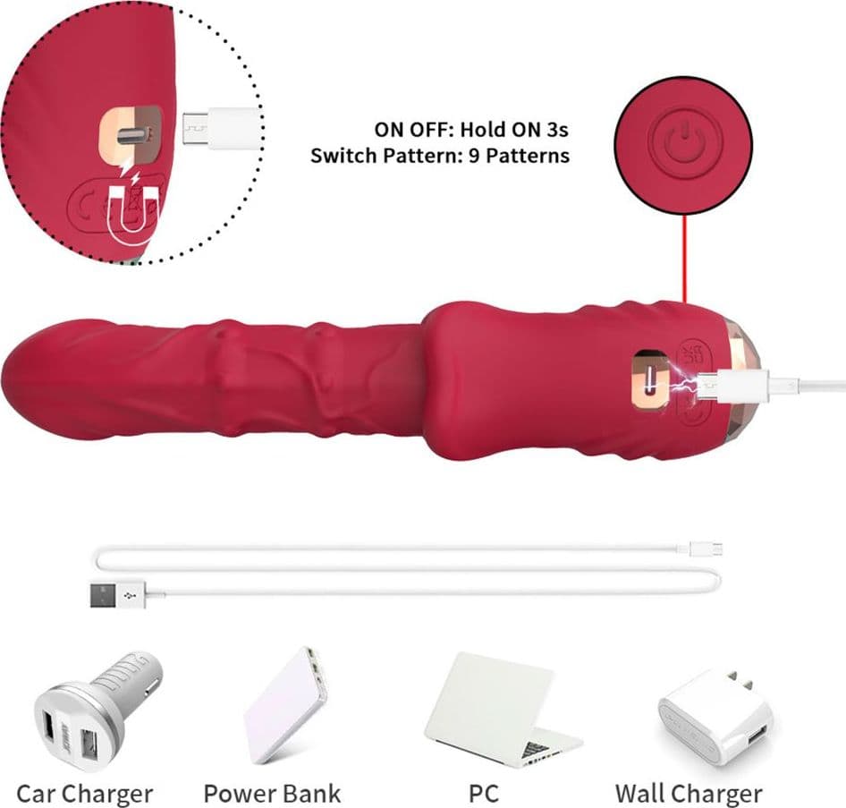 Vibratore realistico di design per il punto G silenzioso in silicone rosso ricaricabile USB in Vibratori Rabbit Kondorama - Martinsicuro, commercioVirtuoso.it