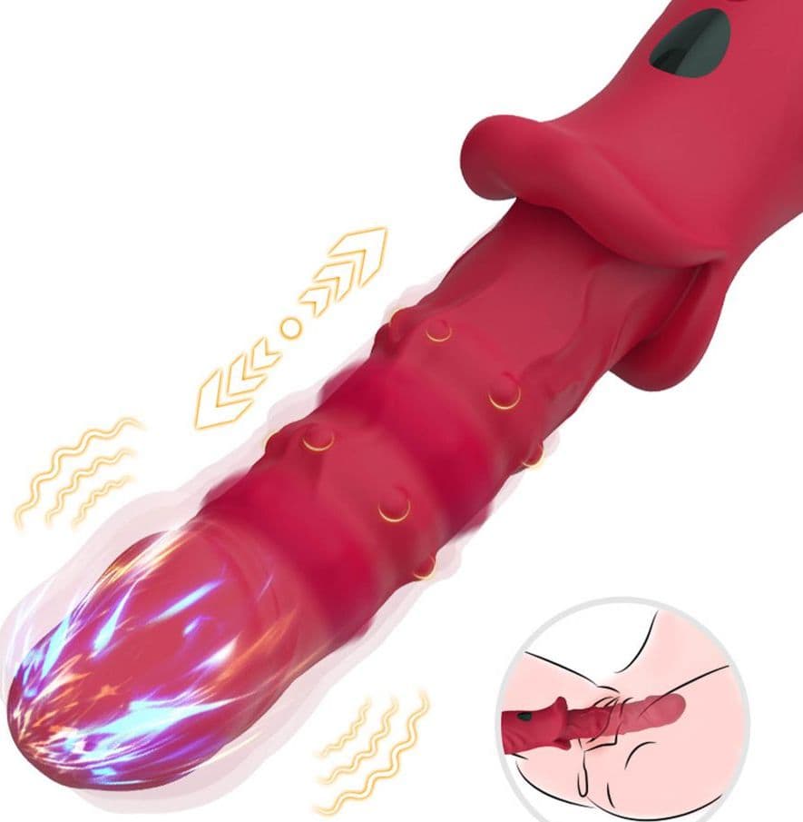 Vibratore realistico di design per il punto G silenzioso in silicone rosso ricaricabile USB in Vibratori Rabbit Kondorama - Martinsicuro, commercioVirtuoso.it