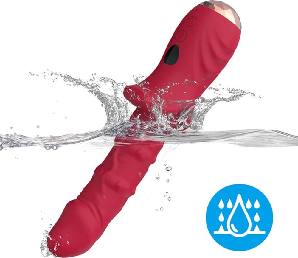 Vibratore realistico di design per il punto G silenzioso in silicone rosso ricaricabile USB in Vibratori Rabbit Kondorama - Martinsicuro, commercioVirtuoso.it