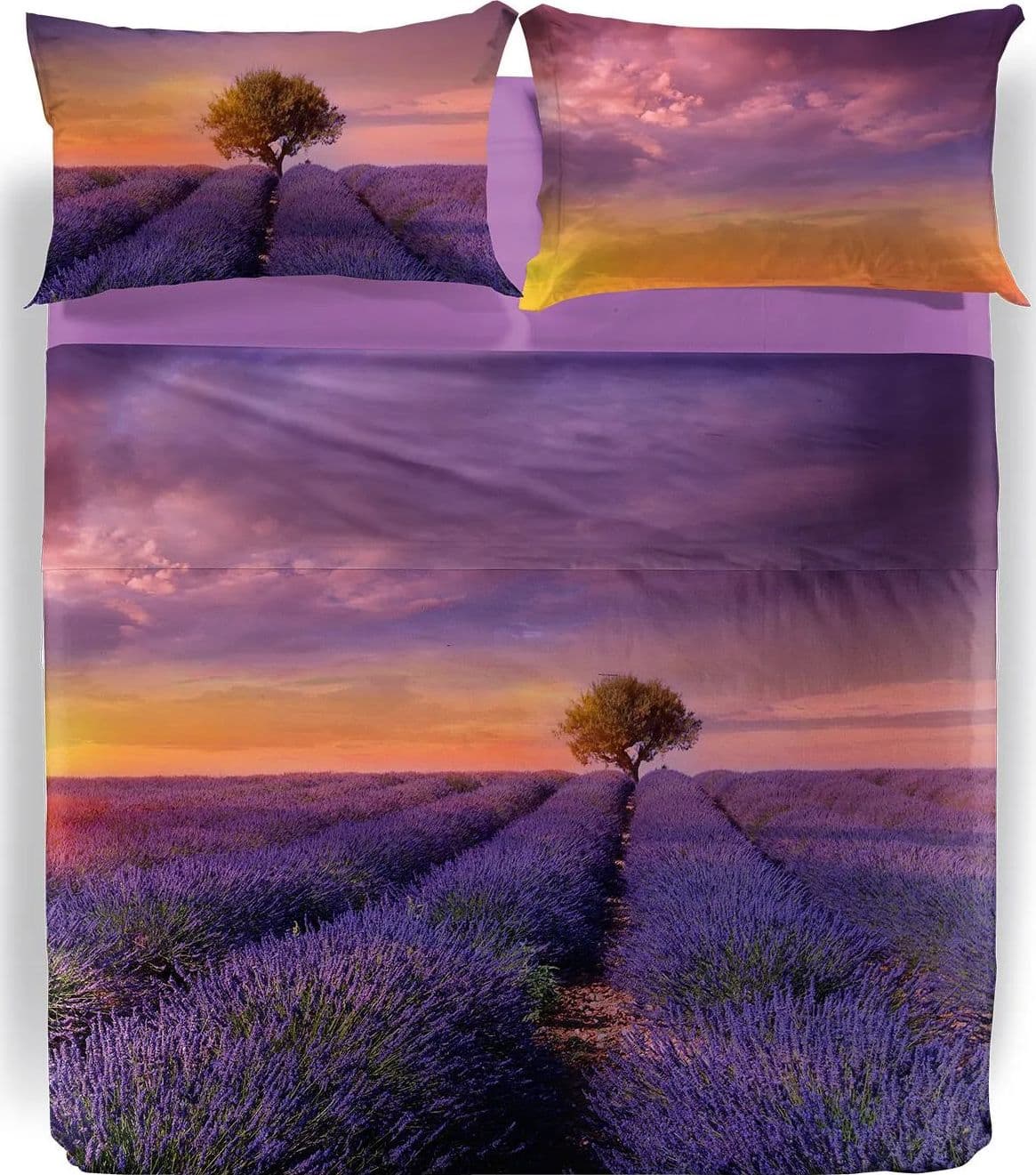 Lenzuola Lavender Sunset ! Caleffi Completo Fotostampa in Cotone Matrimoniale in Set di lenzuola e federe Anastasi - Marsala, commercioVirtuoso.it