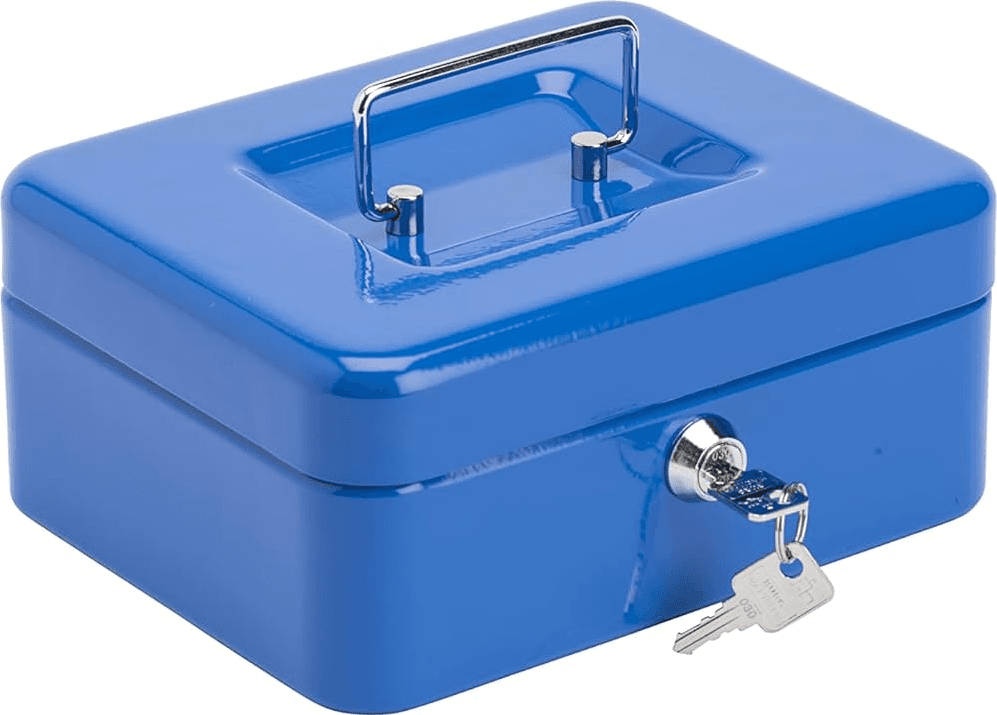 THEMA - CASSETTA PORTAVALORI CON PORTAMONETA BLU 20x16x9 CM