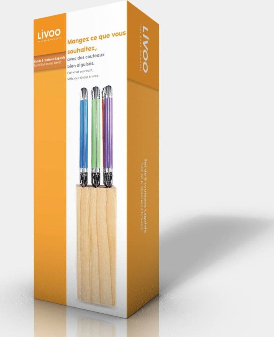 LIVOO - SET 6 COLTELLI DA BISTECCA IN INOX CON SUPPORTO IN LEGNO in Coltelli da bistecca Stockdoc - Terni, commercioVirtuoso.it